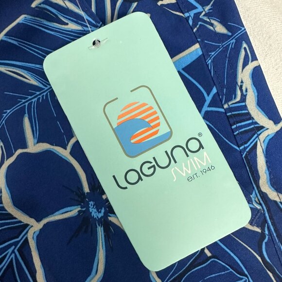 Laguna Swim Mens 2XL Floral Swim Trunks Quick Dry 7" Inseam Blue Relaxed Fit - Picture 4 of 12